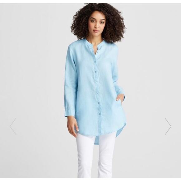 Eileen Fisher Tops - Eileen Fisher Mandarin Collar‎ linen Tunic